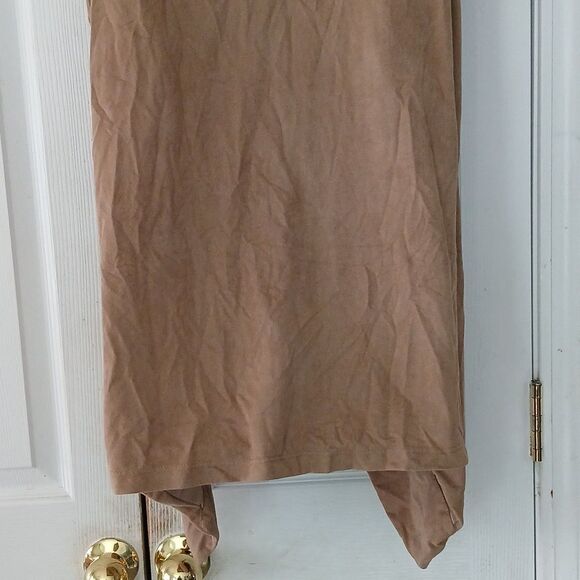 Bobeau  tan faux suede long vest open front waterfall duster  Sz M NWOT - Picture 5 of 7